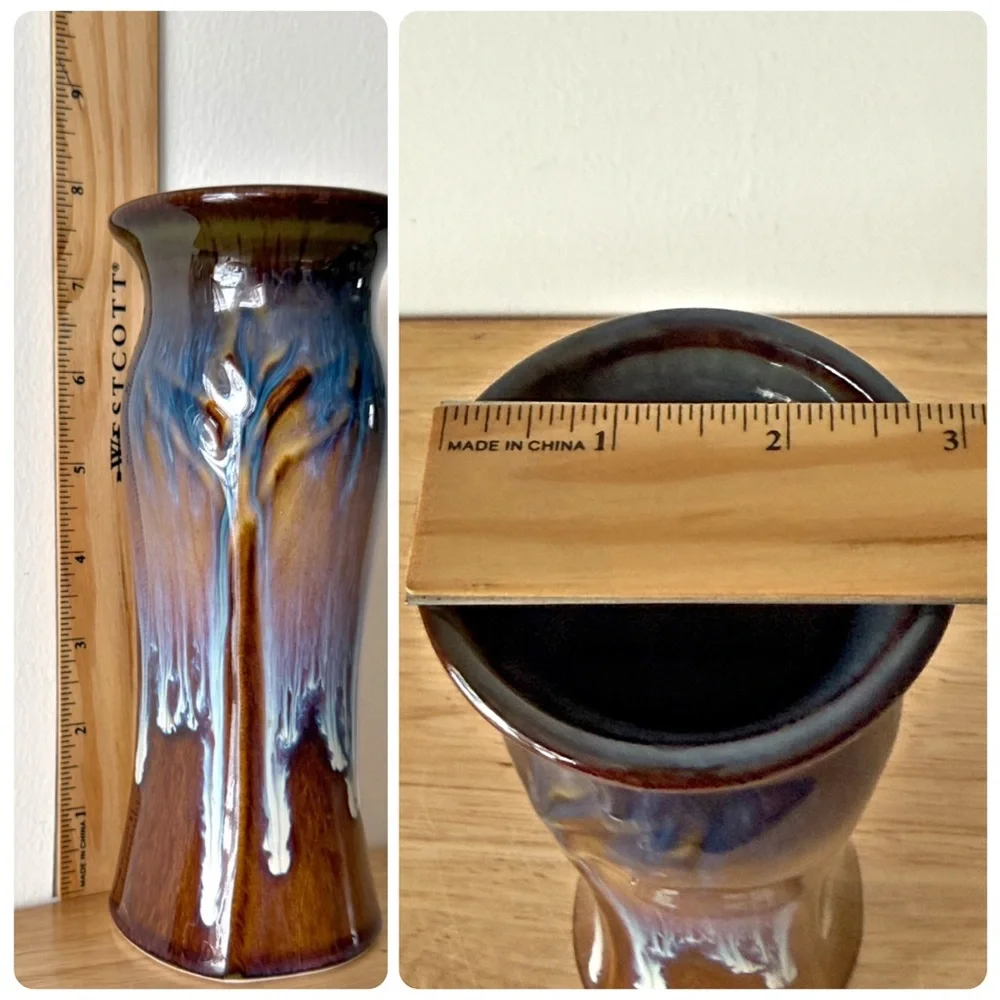 Bill Campbell Studio Pottery 7.5” Inch Vase Signed Drip Glaze Artisan Wabi Sabi - Picture 11 of 15